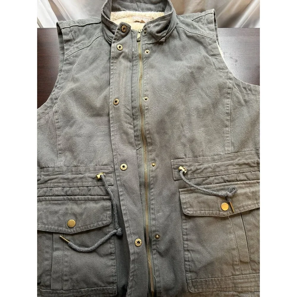 Victory‎ Outfitters Utility Vest Mens XXL Green Sherpa Lined Hooded Outdoor Wear